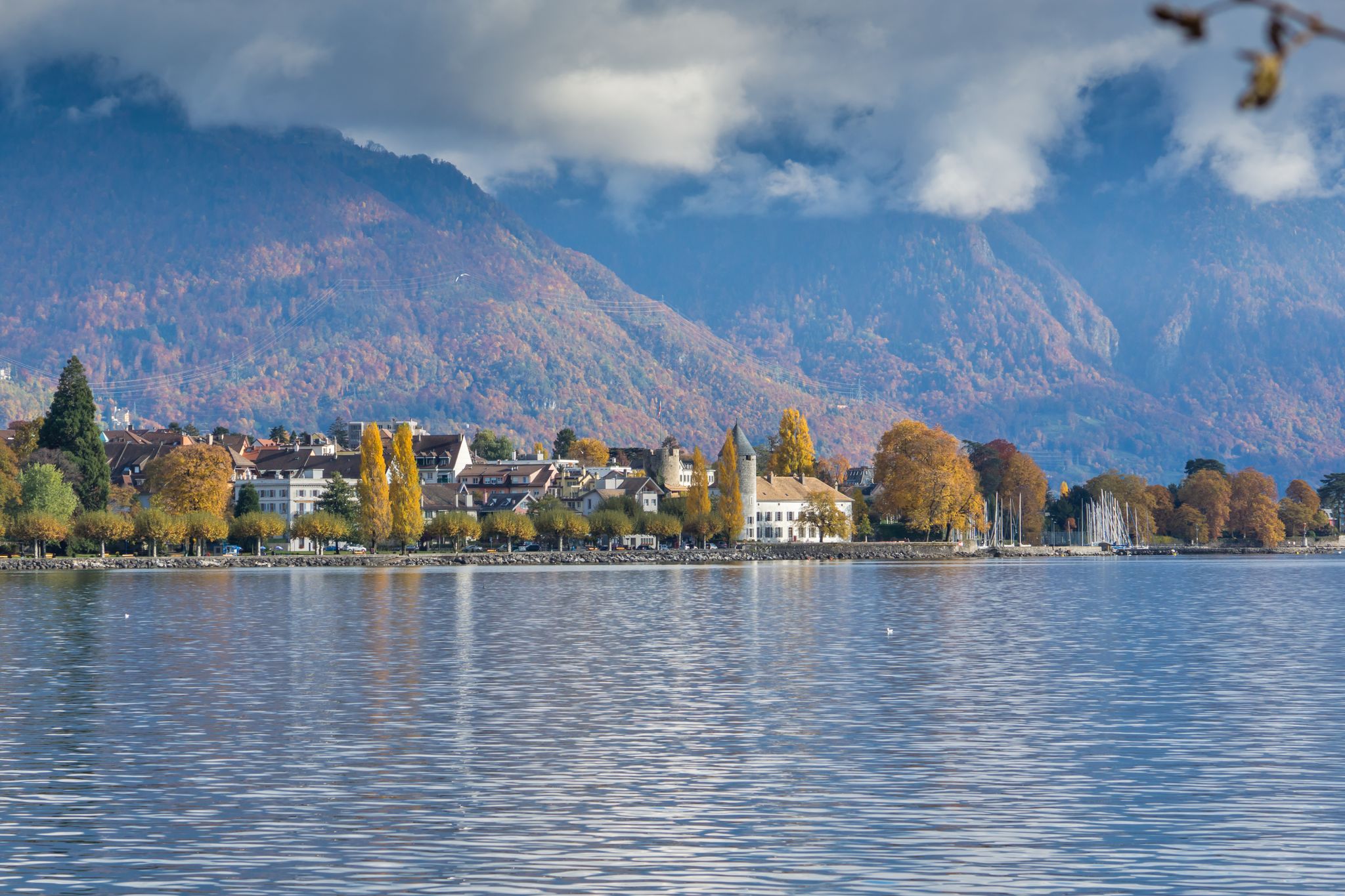 Photo of panoramic view to Vevey, canton of Vaud, Switzerland.