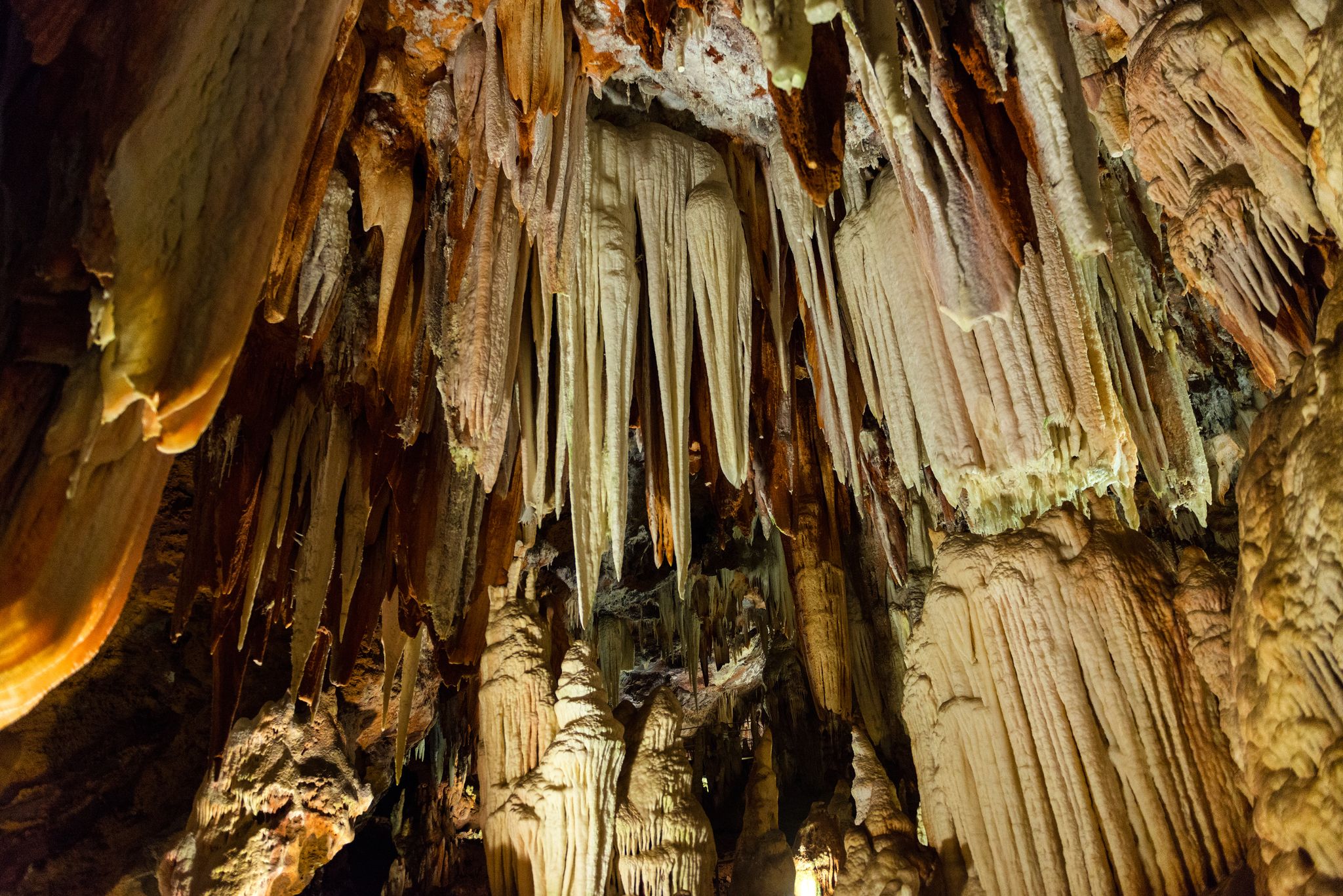 photo of shot inside the Cuevas del Aguila stalactite cave in Avila, Spain.