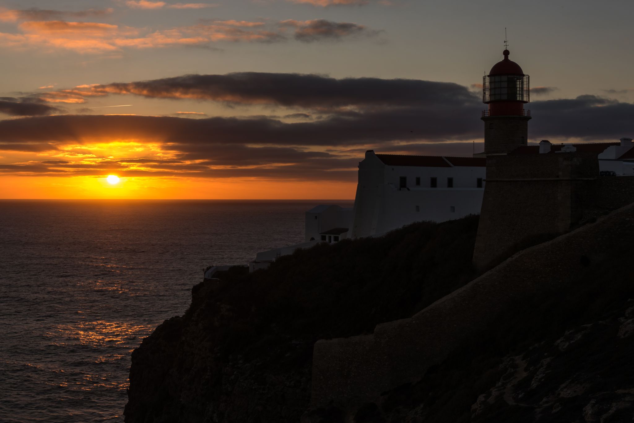 sunseet at Cape St. Vincent lighthouse Cabo de Sao Vicente