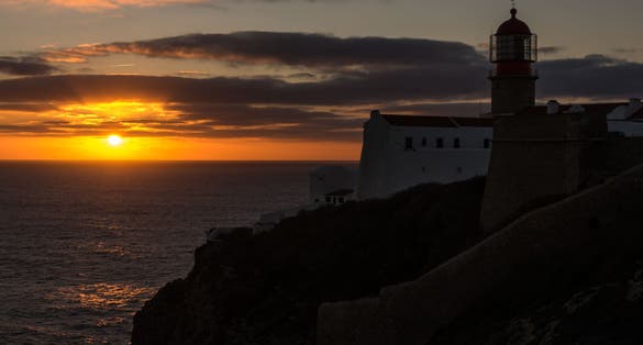 sunseet at Cape St. Vincent lighthouse Cabo de Sao Vicente