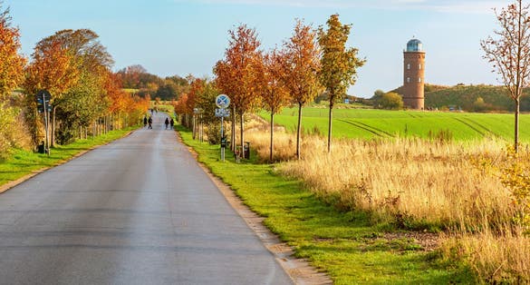 photo of view of Alley road to Kap Arkona. Visit the Lighthouses at Kap Arkona on Ruegen Isle, Baltic Sea,Mecklenburg-Vorpommern,Germany
