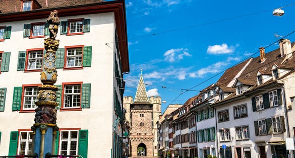 photo of Gate of Spalen from the other side of the gate in Basel, Switzerland. 