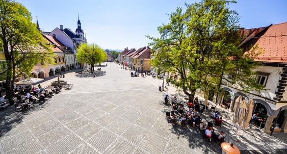 photo of Town square in Novo Mesto, capital of Dolenjska, Slovenia.