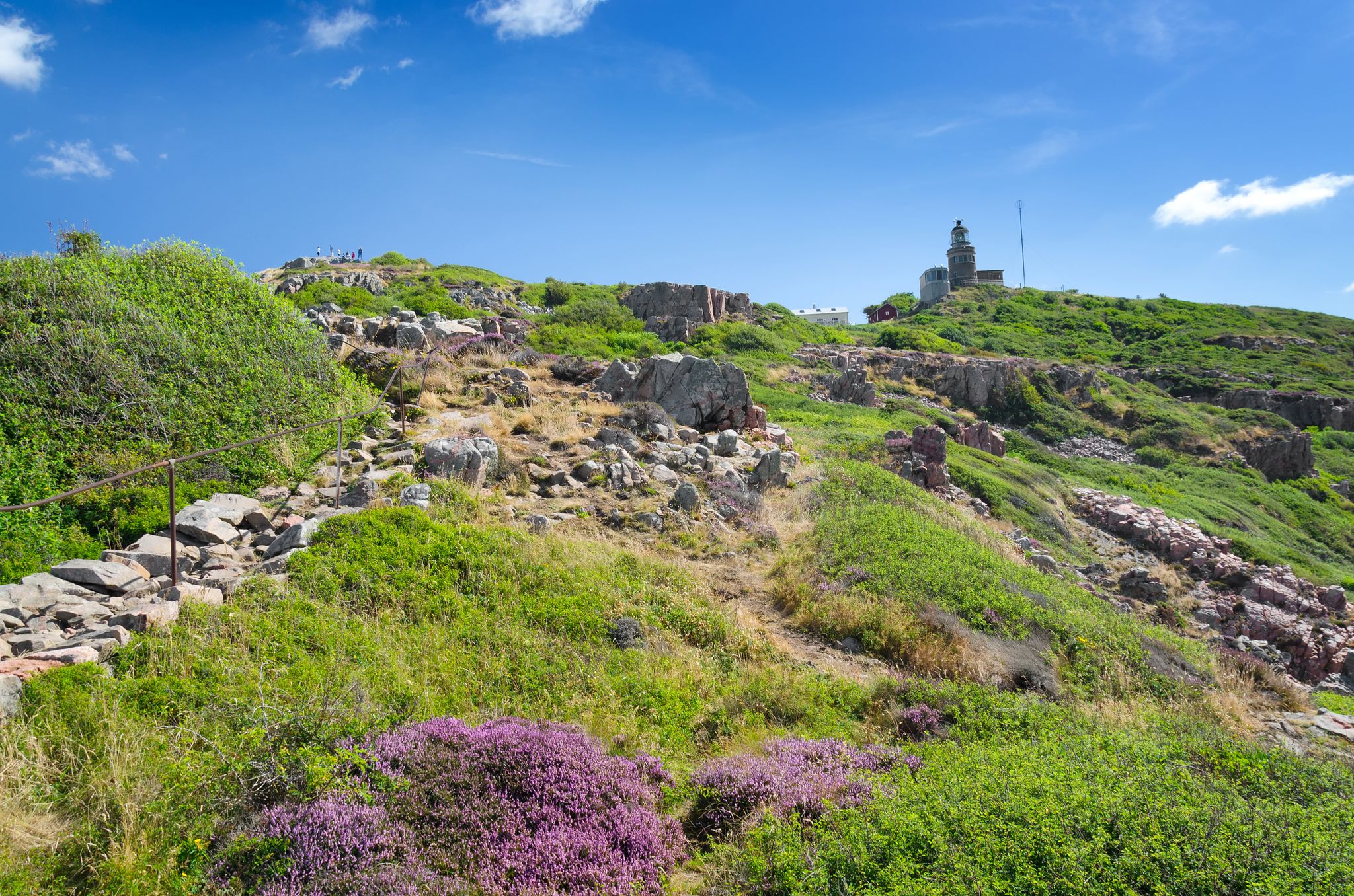 Photo of Kullaberg natural sea coast and lighthouse in summer season, Sweden.