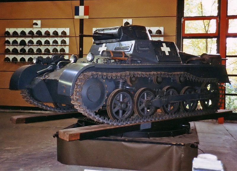 photo of view Panzer I Ausf. A on a turntable Eingang Panzermuseum Munster, Munster, Germany.