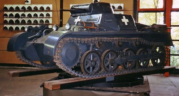 photo of view Panzer I Ausf. A on a turntable Eingang Panzermuseum Munster, Munster, Germany.