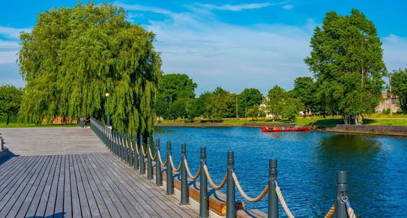 Riverside of Danes river in Klaipeda, Lithuania.