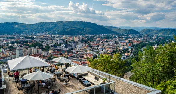 Photo of Urban landscape, city view of Graz, Austria from Schlossberg.
