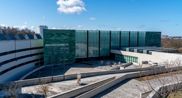 Photo of Art Museum of Estonia (KUMU). Modern art museum building in Tallinn.