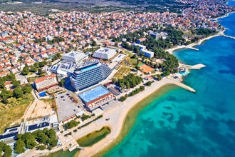 Adriatic town of Srima waterfront aerial view, Dalmatia archipelago of Croatia