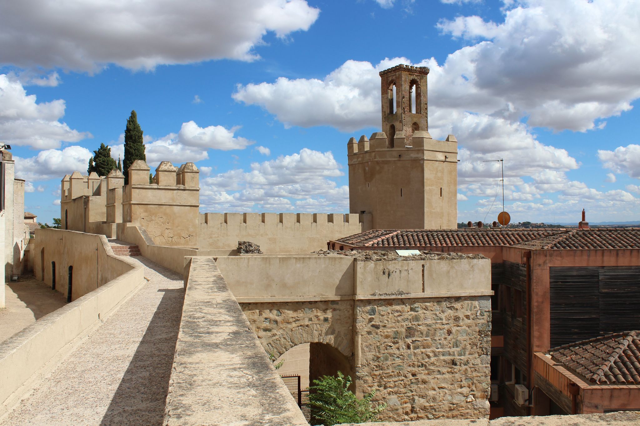 Photo of The Espantaperros Tower also known as Torre de la Atalaya. A 12th-century Almohad monument. This is known as the Watchtower or Alpendiz Tower in Badajoz, Spain.