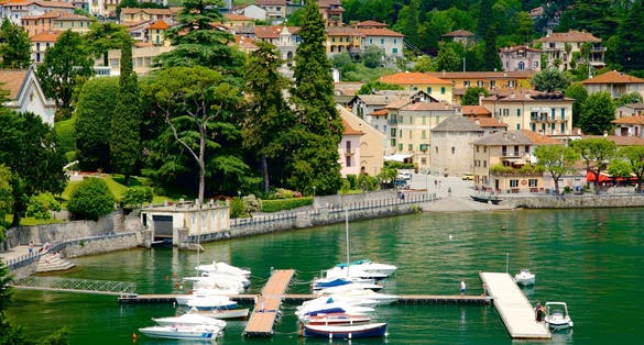 View of Como city and the lake in Lombardy, Italy. 