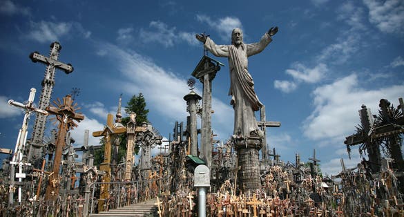 Photo of Hill of Crosses in  Šiauliai, Lithuania.