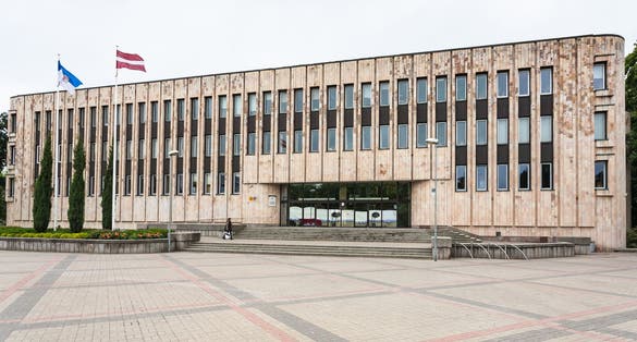 photo of Riga, Lativa - sep 3, 2017: Riga congress center in kronvalda park, Krisjana valdemara street 5, in Riga. The building was completed in 1982, by architects juris gertmanis and v kadirkov.