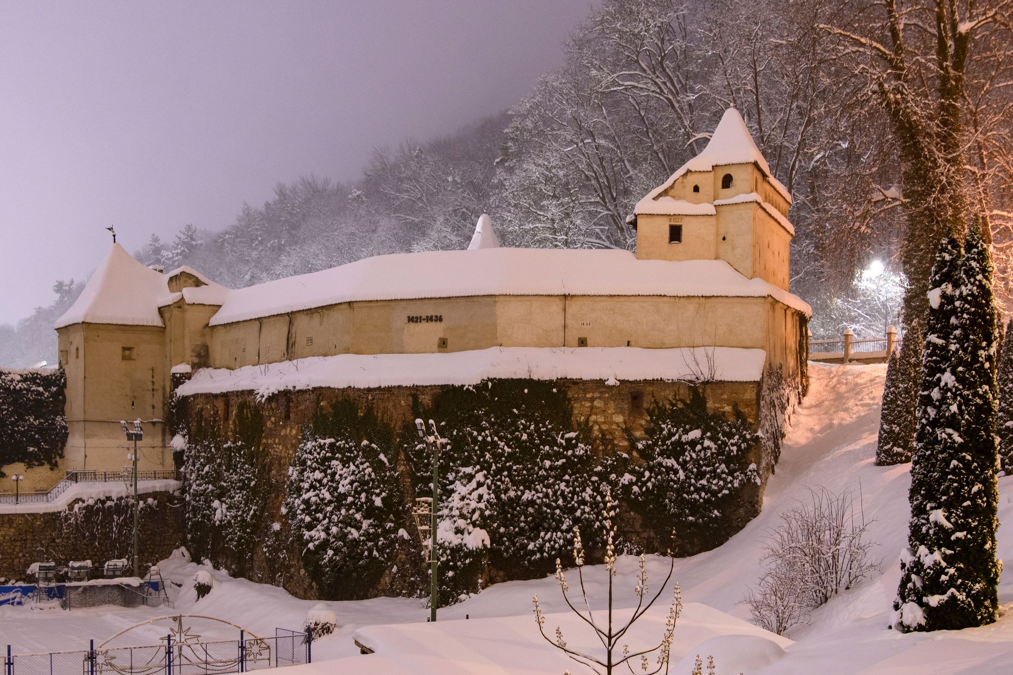 Photo of Brasov, Romania - Weavers Bastion, winter night.