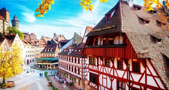 Photo of old town of Nuremberg at sunny fall day, Germany at fall.