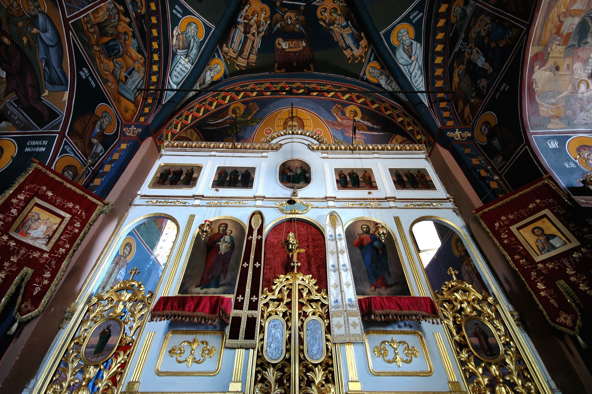 Photo of details of the frescoes on the walls of the monastery Rezevici, Montenegro.