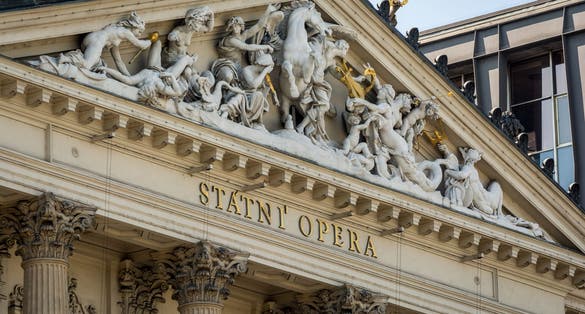 Photo of details of Statni Opera (State Opera House) in Prague, Czech Republic.