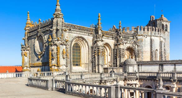 Knights of the Templar (Convents of Christ) castle detail, Tomar, Portugal.