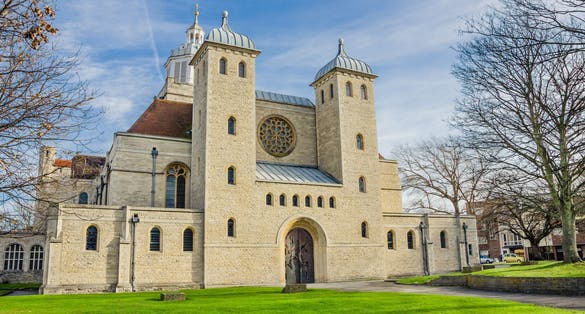 Historic Portsmouth Cathedral on a Winter Day