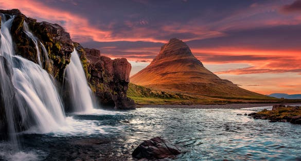 photo of Incredible Nature landscape of Iceland. Fantastic picturesque sunset over Majestic Kirkjufell mountain and waterfalls. Church mountain, Iceland. Iceland the most beautiful and best travel place.,Grundarfjörður iceland.