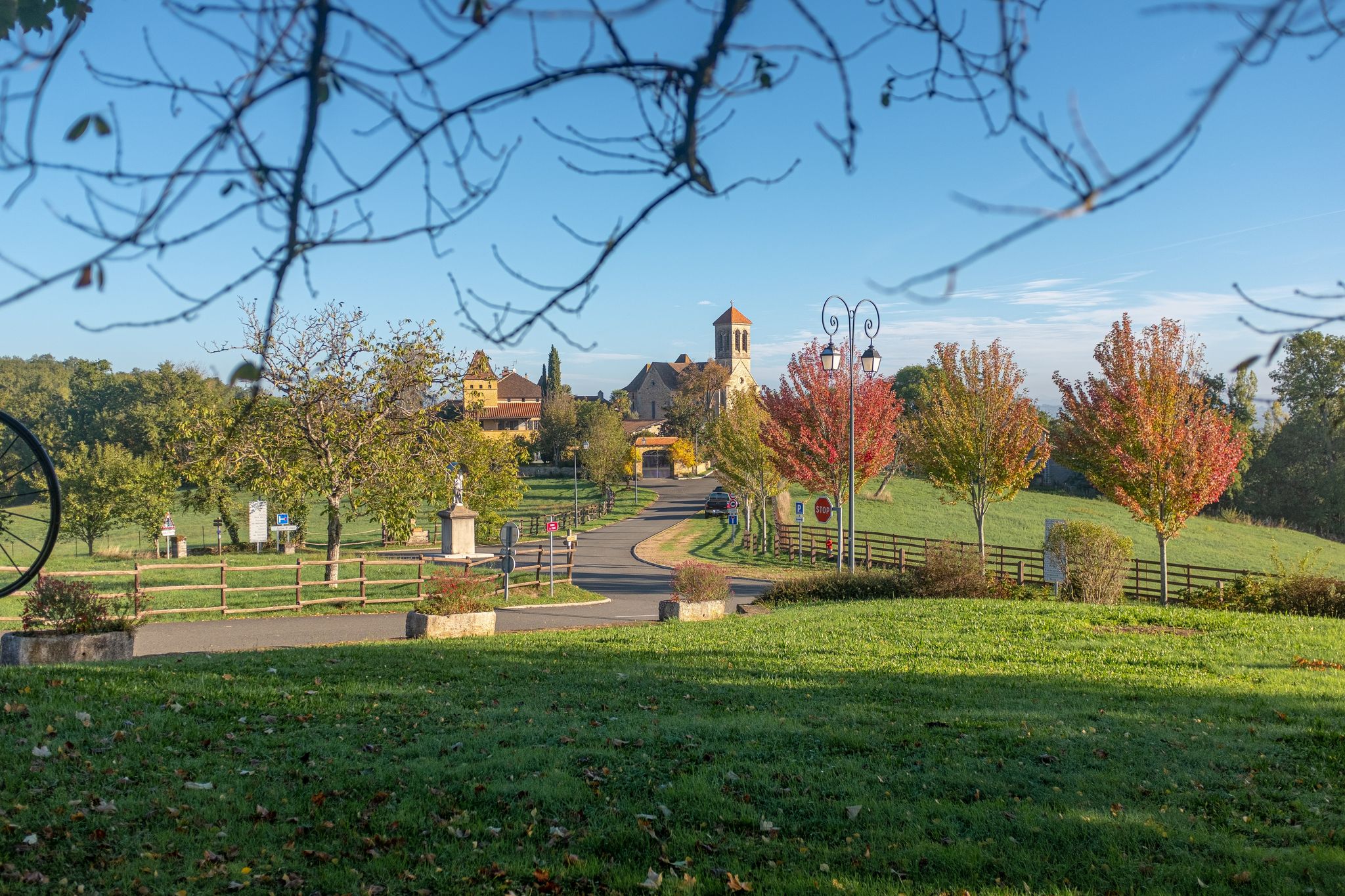 photo off view of View on the village of Saint-Jean-Mirabel, near Figeac, France, taken on an autumn sunny morning.