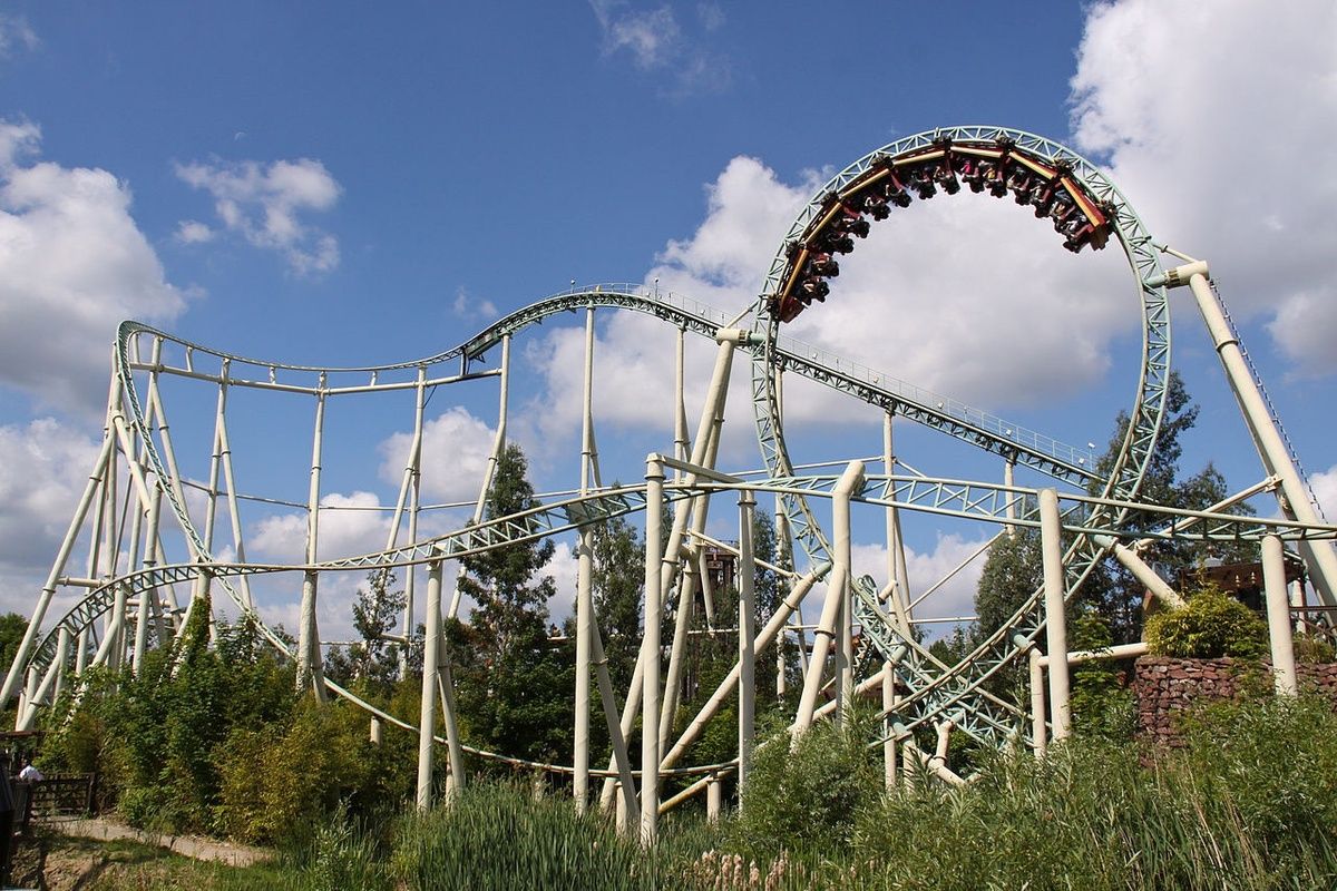 Photo of roller coaster in Thorpe Park, England.