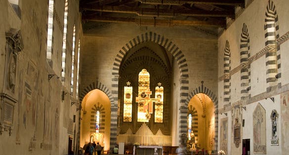 photo of view of Interior of Cathedral in Arezzo, Italy.