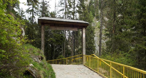 Photo of entrance of Ialomitei cave, Bucegi mountains, Romania, Bucegi National Park.