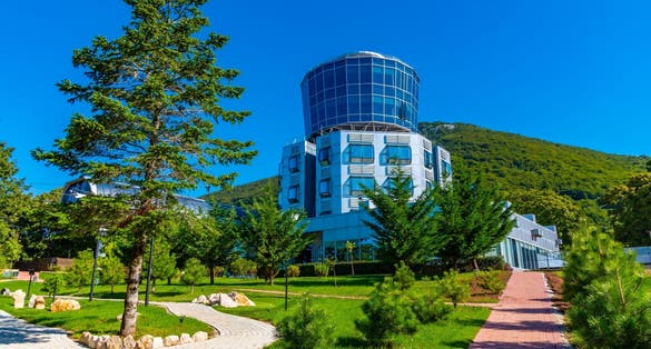 Dajti tower situated next to exit of gondola lift on mount Dajti in Albania.