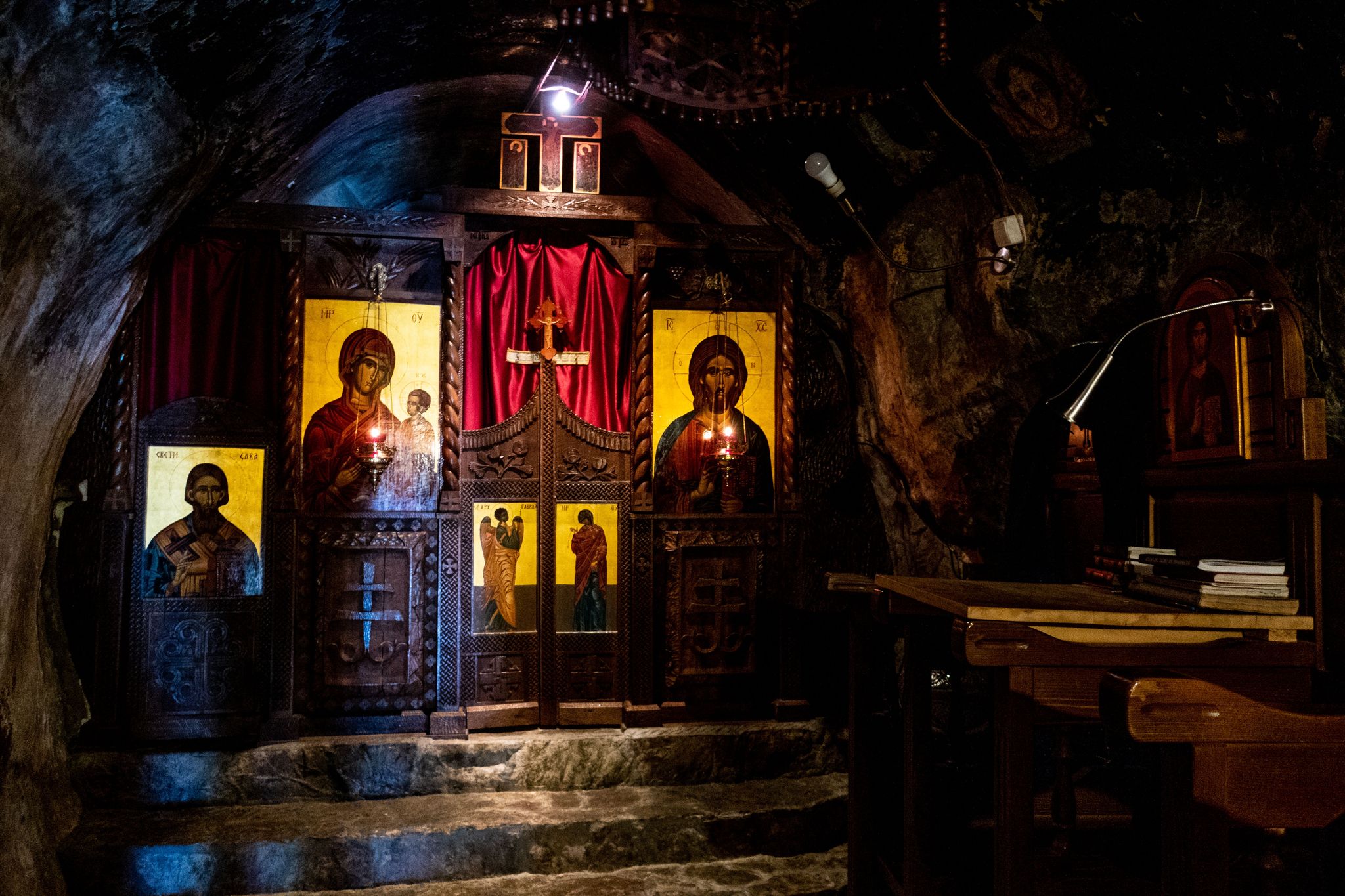 Photo of Chapel in a cave, at the Serbian-Orthodox cave monastery of Dajbabe, Podgorica ,Montenegro.