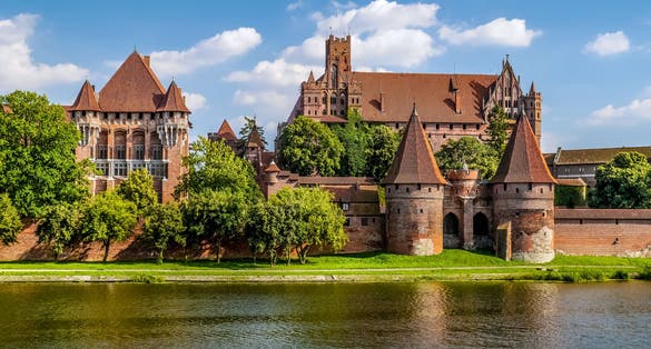 Photo of panorama of Teutonic Malbork castle in Pomerania region, Poland.