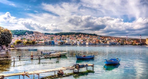 Photo of Old Harbor of Mytilini in Lesvos Island.