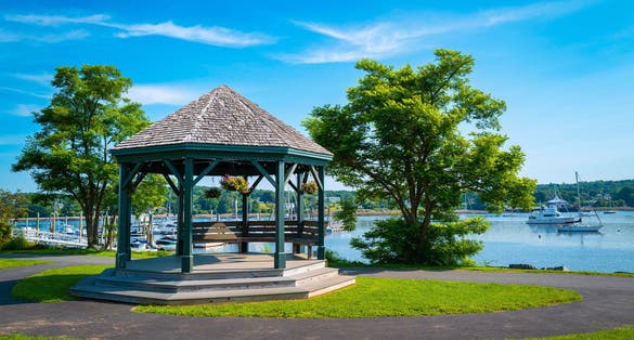 Photo of Pavillion on the Green of Steamboat Landing Park in Belfast.
