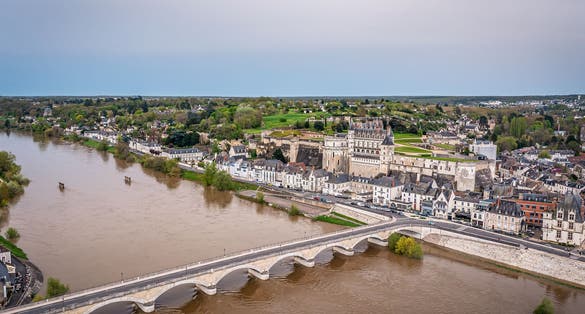 photo of view of Aerial View of Loire River, Amboise, France.