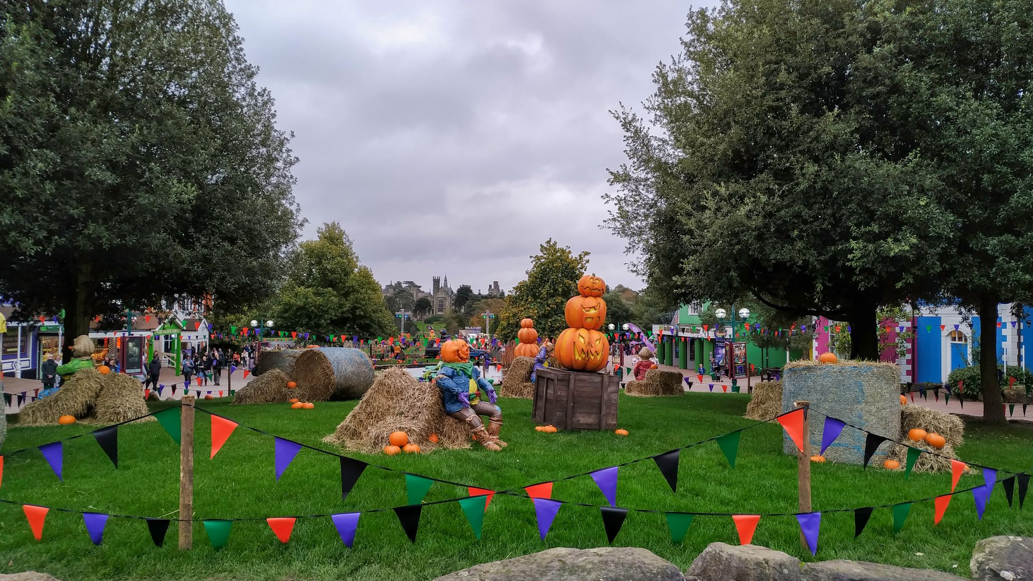  Scarefest Halloween event at Alton Towers theme park resort. Halloween decorations.