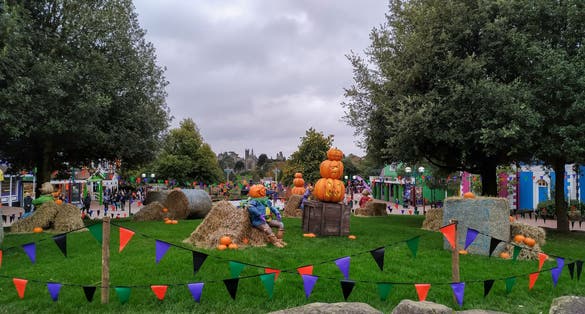  Scarefest Halloween event at Alton Towers theme park resort. Halloween decorations.