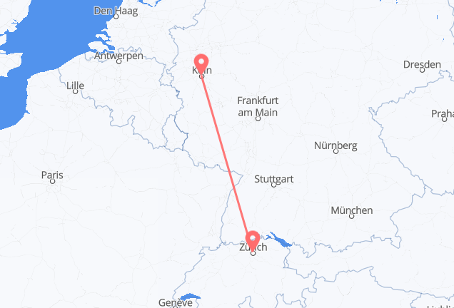 Zürich nach Cologne