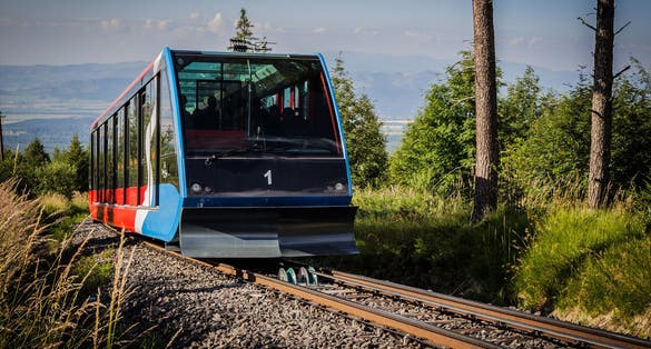 Overground rope track from Starý Smokovec to Hrebienok, Vysoké Tatry. Slovakia