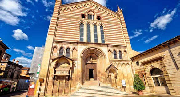 photo of view Church of the San Fermo Maggiore (Saints Fermo and Rustico). Built in the romanesque and gothic style. Verona, Veneto region of Italy.,Fermo italy.