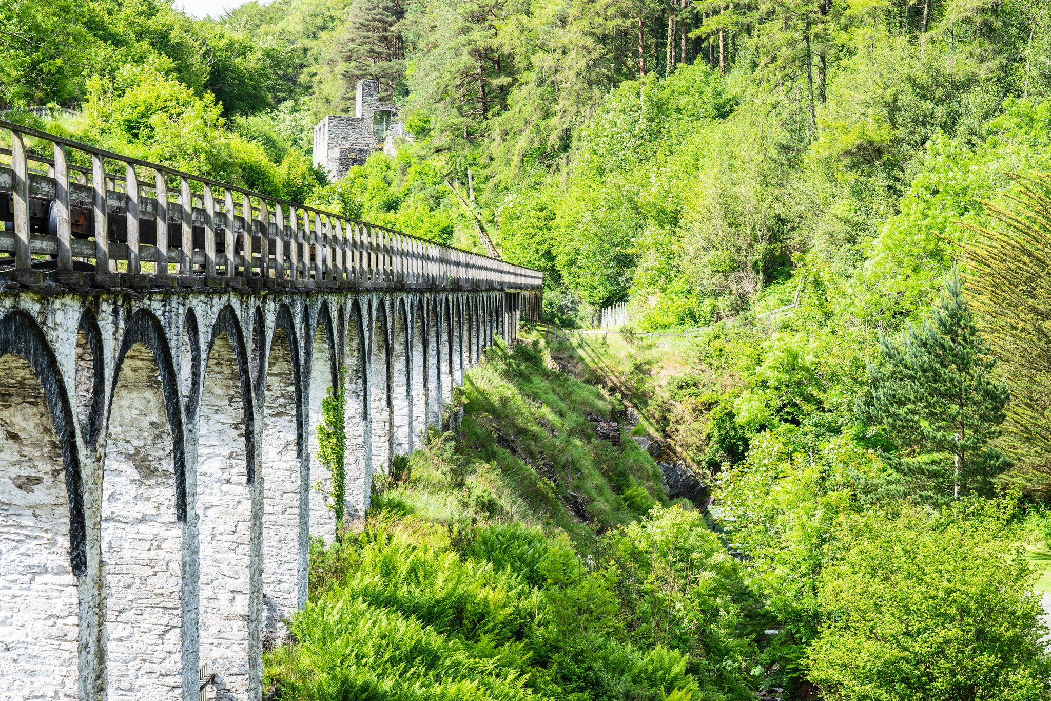 The Laxey mine water pumping wheel rod viaduct.