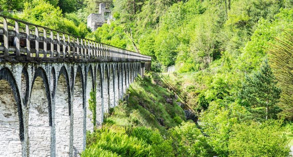 The Laxey mine water pumping wheel rod viaduct.