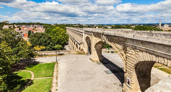 photo of Saint Clement Aqueduct at beautiful morning in Montpellier, France.