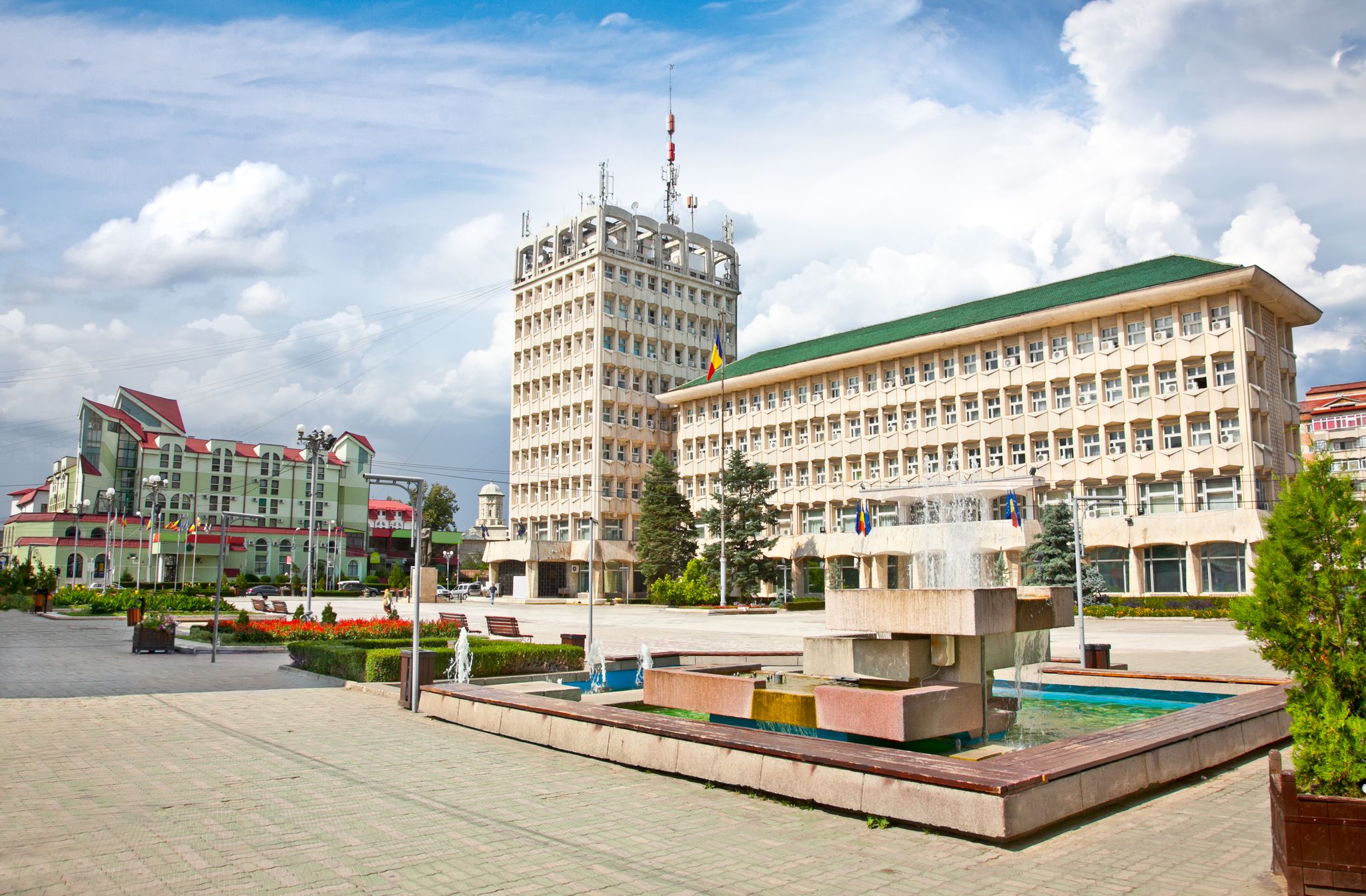Central square of Targoviste in Romania.Targoviste city the old capital of Valahia is a town with a rich culture and history placed in the southern of Romania.