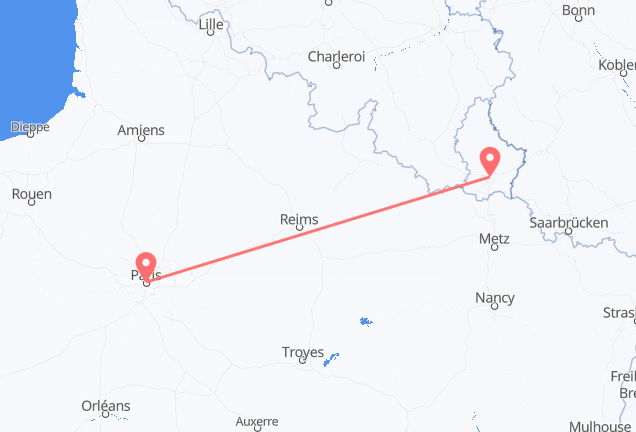 Luxemburg nach Paris