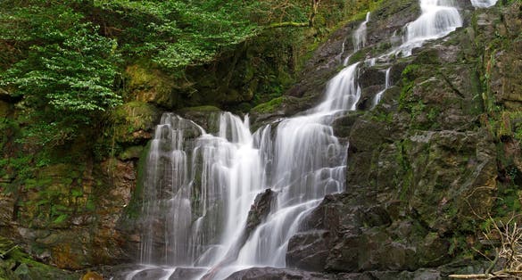 Photo of Torc waterfall in Killarney National Park, Ireland.