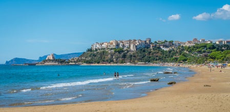 Panoramic view of Sperlonga, Latina Province, Lazio, central Italy.