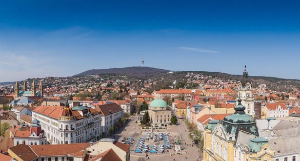 Bird eye view of Pecs, Hungary