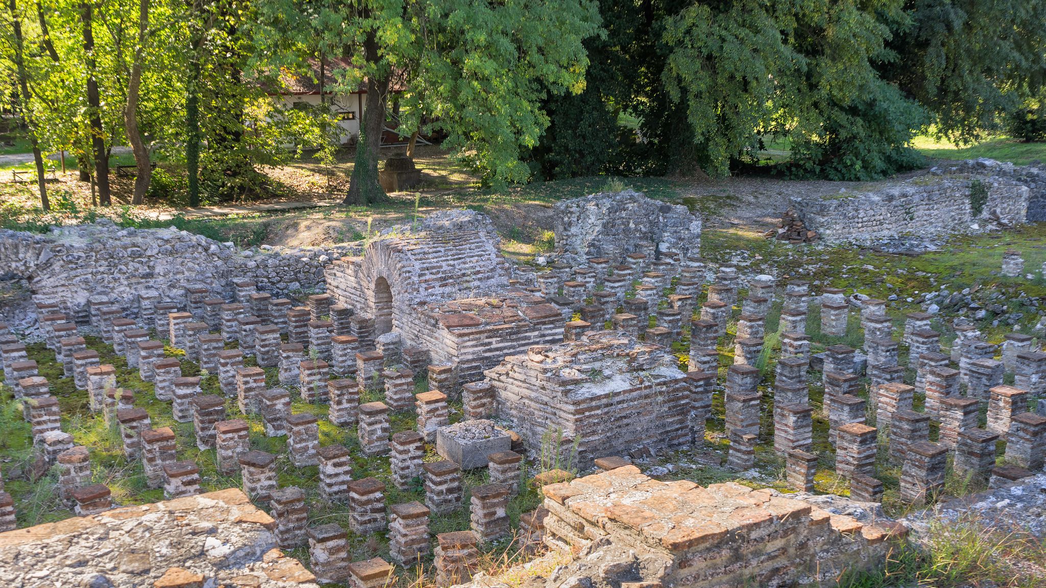 photo of Great Baths (2nd century AD) ancient ruins. Dion Archaeological Park, Pieria, Greece.