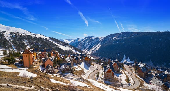 Photo of Baqueira Beret in Lerida Catalonia ski spot resort in Aran Valley of Pyrenees Spain